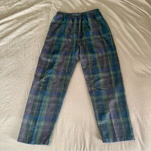 Blair Boutique High Waisted Multi-color Plaid Wool Blend Trouser Pants Size M